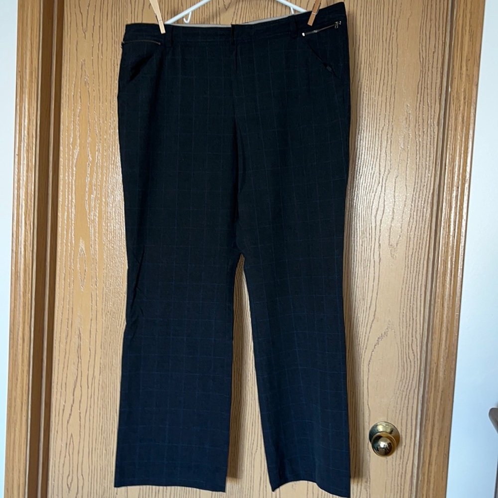 Old Navy Dark Gray and Blue Checked Dress Pants Size 16